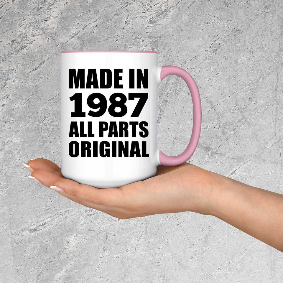 37th Birthday Made in 1987 All Parts Original - 15oz Accent Mug Pink