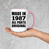 37th Birthday Made in 1987 All Parts Original - 15oz Accent Mug Pink