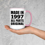 27th Birthday Made in 1997 All Parts Original - 15oz Accent Mug Pink