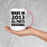 11th Birthday Made in 2013 All Parts Original - 15oz Accent Mug Pink