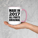 7th Birthday Made in 2017 All Parts Original - 15oz Accent Mug Pink