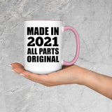 3rd Birthday Made in 2021 All Parts Original - 15oz Accent Mug Pink