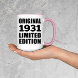 93rd Birthday Original 1931 Limited Edition - 15oz Accent Mug Pink