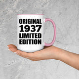 87th Birthday Original 1937 Limited Edition - 15oz Accent Mug Pink
