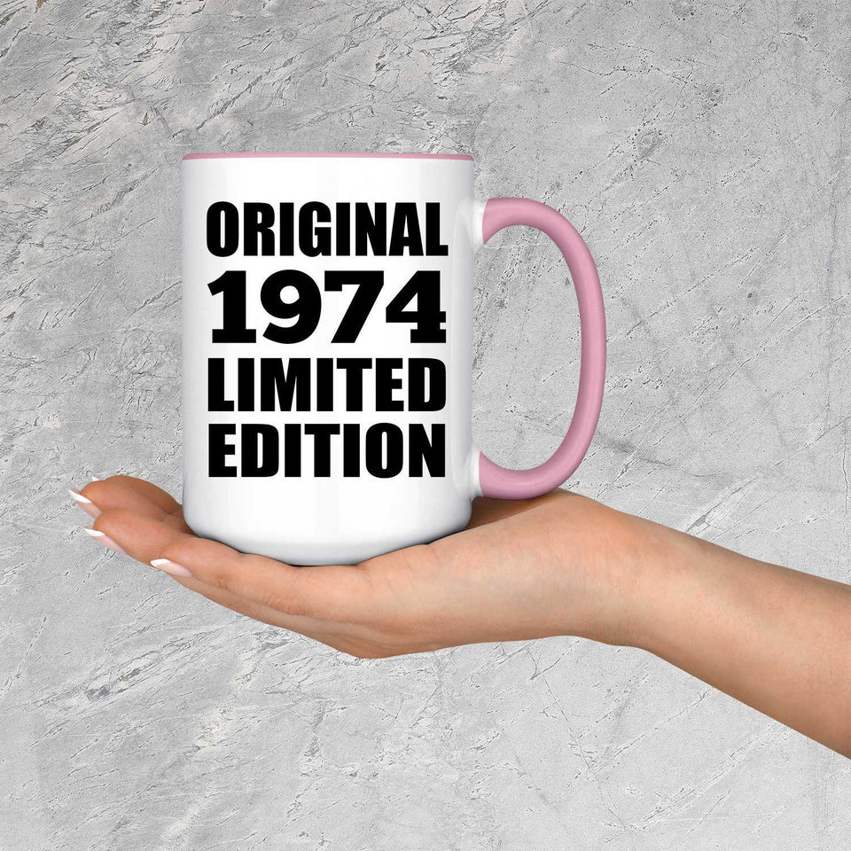 50th Birthday Original 1974 Limited Edition - 15oz Accent Mug Pink