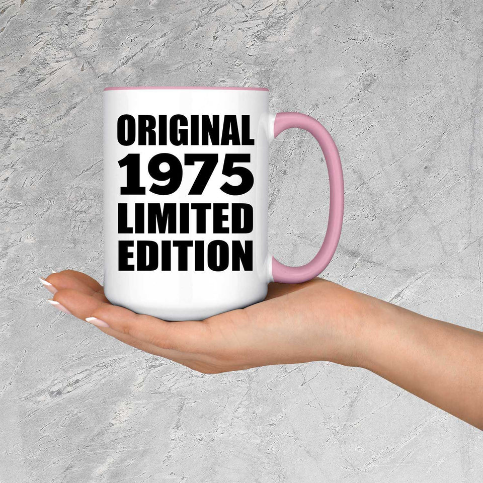 49th Birthday Original 1975 Limited Edition - 15oz Accent Mug Pink
