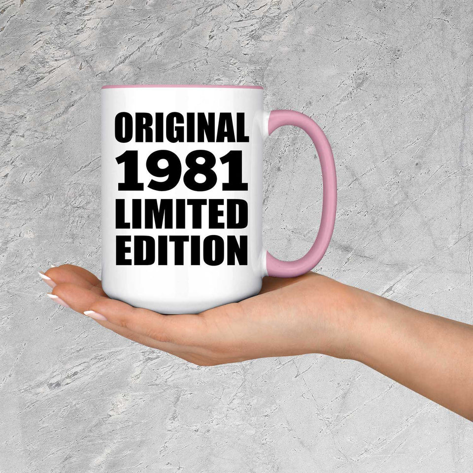 43rd Birthday Original 1981 Limited Edition - 15oz Accent Mug Pink