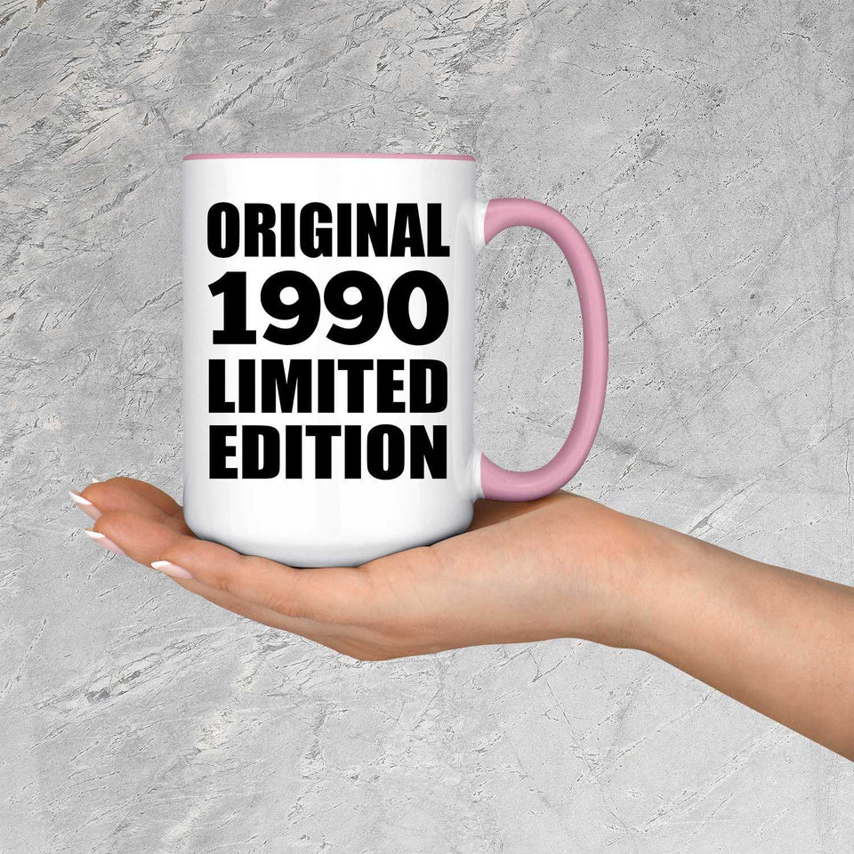 34th Birthday Original 1990 Limited Edition - 15oz Accent Mug Pink