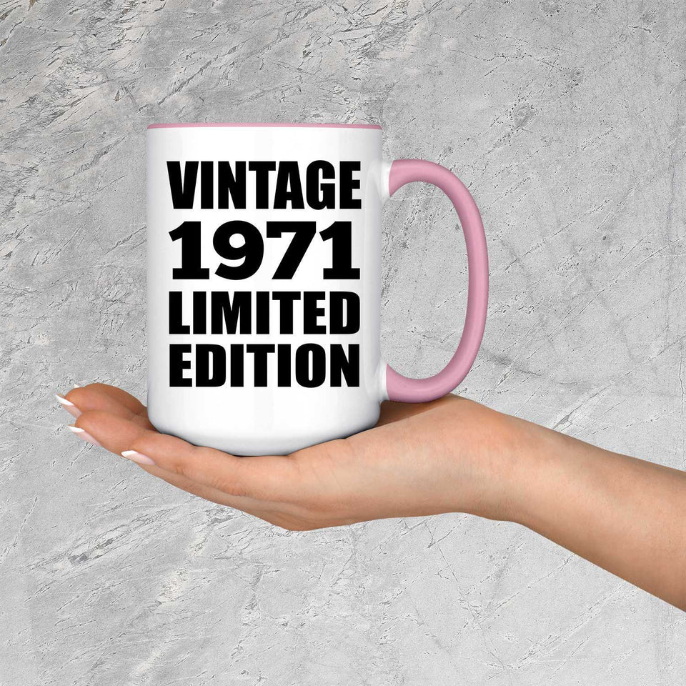 53rd Birthday Vintage 1971 Limited Edition - 15oz Accent Mug Pink