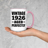 98th Birthday Vintage 1926 Aged Perfectly - 15oz Accent Mug Pink