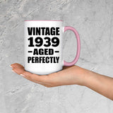 85th Birthday Vintage 1939 Aged Perfectly - 15oz Accent Mug Pink