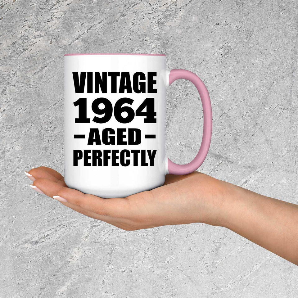 60th Birthday Vintage 1964 Aged Perfectly - 15oz Accent Mug Pink