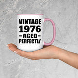 48th Birthday Vintage 1976 Aged Perfectly - 15oz Accent Mug Pink