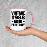 36th Birthday Vintage 1988 Aged Perfectly - 15oz Accent Mug Pink