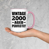 24th Birthday Vintage 2000 Aged Perfectly - 15oz Accent Mug Pink