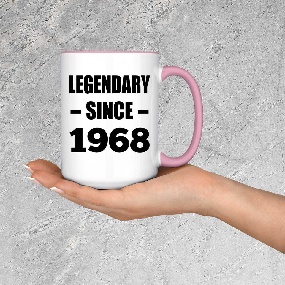 56th Birthday Legendary Since 1968 - 15oz Accent Mug Pink