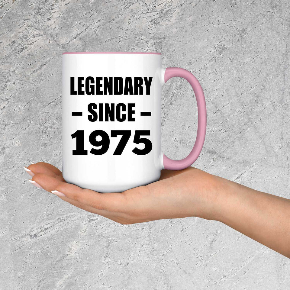 49th Birthday Legendary Since 1975 - 15oz Accent Mug Pink