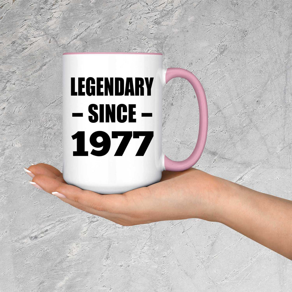 47th Birthday Legendary Since 1977 - 15oz Accent Mug Pink