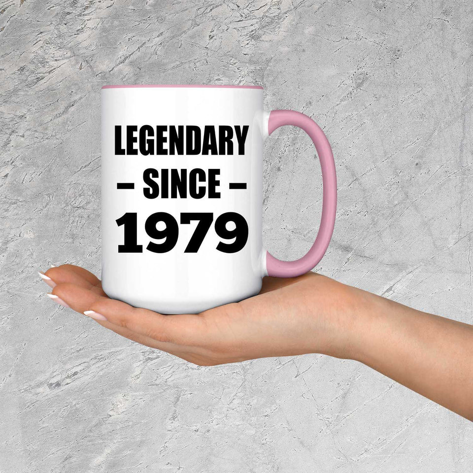 45th Birthday Legendary Since 1979 - 15oz Accent Mug Pink
