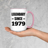 45th Birthday Legendary Since 1979 - 15oz Accent Mug Pink