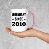 14th Birthday Legendary Since 2010 - 15oz Accent Mug Pink