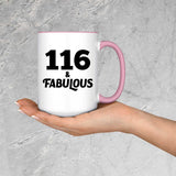 116th Birthday 116 & Fabulous - 15oz Accent Mug Pink