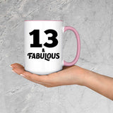 13th Birthday 13 & Fabulous - 15oz Accent Mug Pink