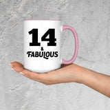 14th Birthday 14 & Fabulous - 15oz Accent Mug Pink