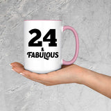24th Birthday 24 & Fabulous - 15oz Accent Mug Pink