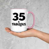 35th Birthday 35 & Fabulous - 15oz Accent Mug Pink