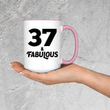 37th Birthday 37 & Fabulous - 15oz Accent Mug Pink