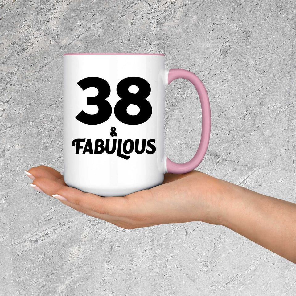 38th Birthday 38 & Fabulous - 15oz Accent Mug Pink
