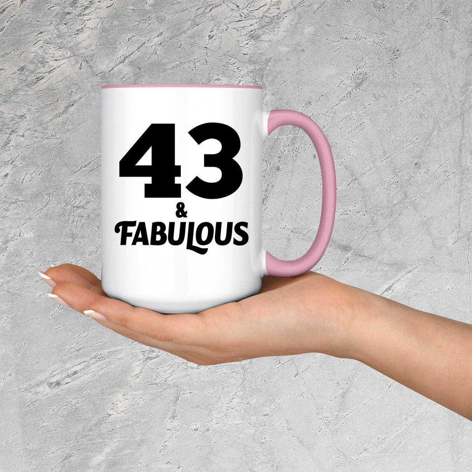 43rd Birthday 43 & Fabulous - 15oz Accent Mug Pink