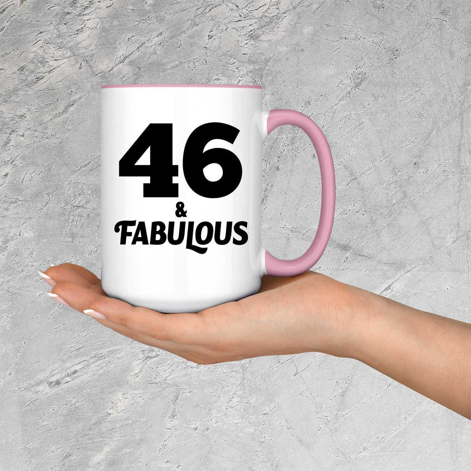 46th Birthday 46 & Fabulous - 15oz Accent Mug Pink