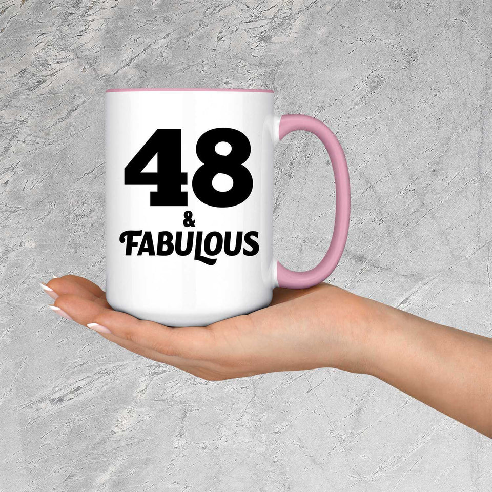 48th Birthday 48 & Fabulous - 15oz Accent Mug Pink