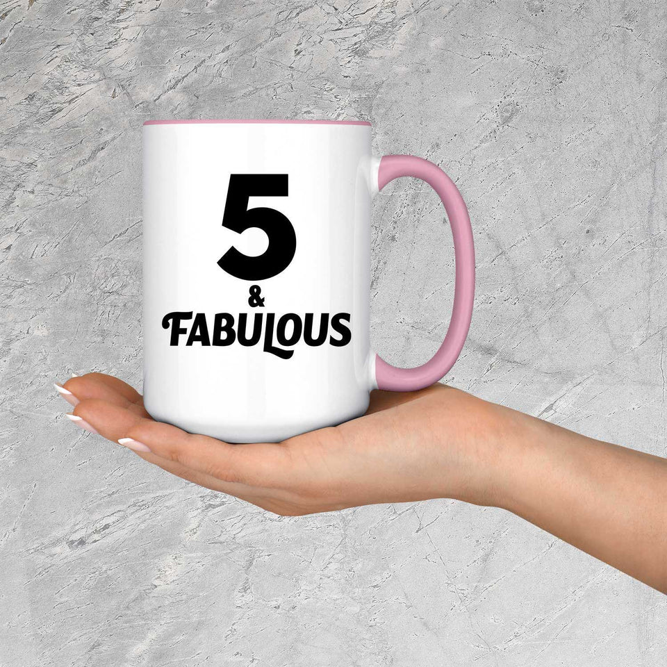 5th Birthday 5 & Fabulous - 15oz Accent Mug Pink