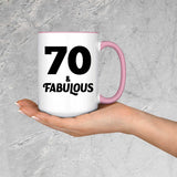 70th Birthday 70 & Fabulous - 15oz Accent Mug Pink