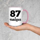 87th Birthday 87 & Fabulous - 15oz Accent Mug Pink