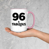 96th Birthday 96 & Fabulous - 15oz Accent Mug Pink