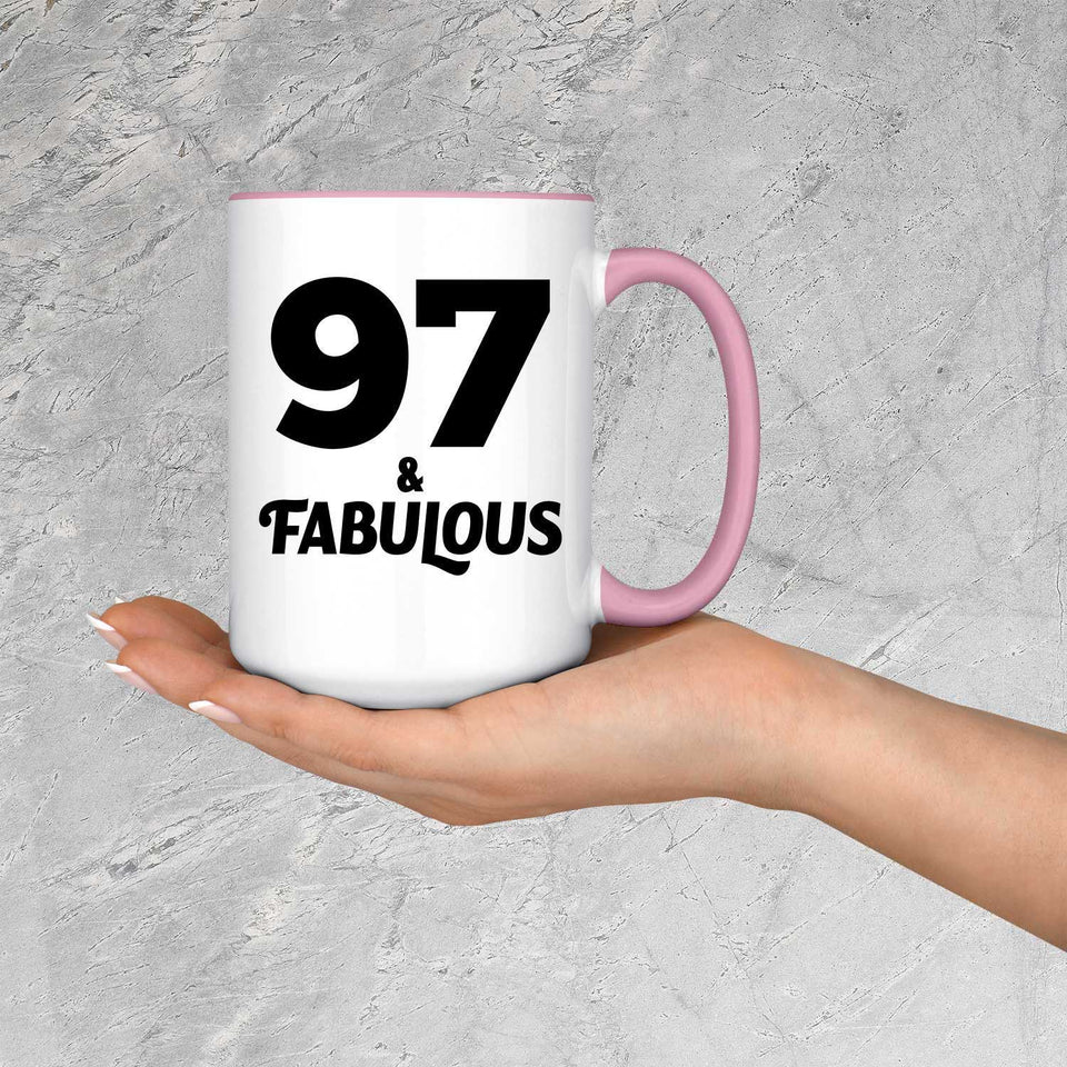 97th Birthday 97 & Fabulous - 15oz Accent Mug Pink