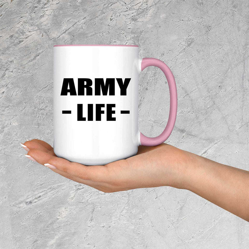 Army Life - 15oz Accent Mug Pink