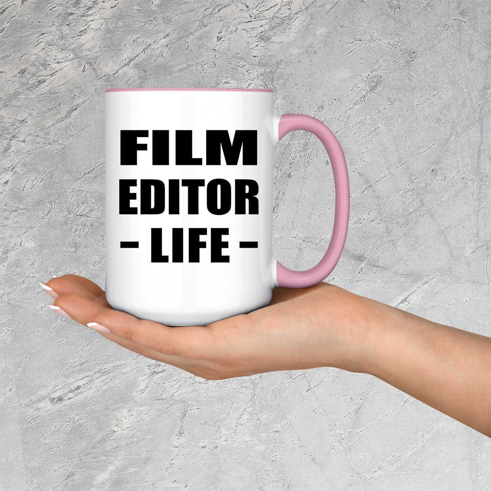 Film Editor Life - 15oz Accent Mug Pink