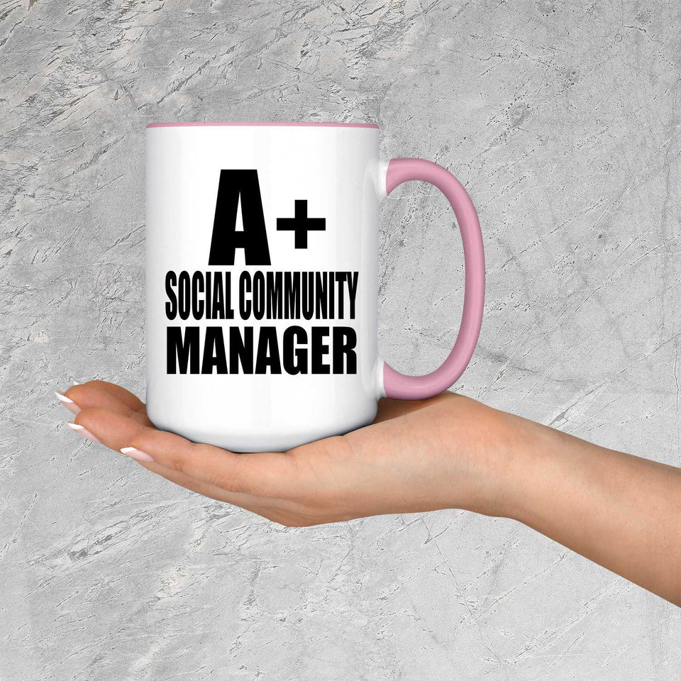 A+ Social Community Manager - 15oz Accent Mug Pink