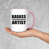 Badass Artist - 15oz Accent Mug Pink
