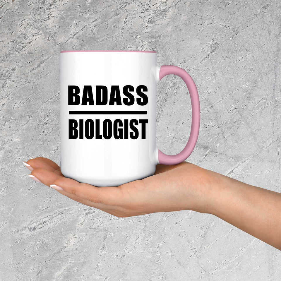 Badass Biologist - 15oz Accent Mug Pink