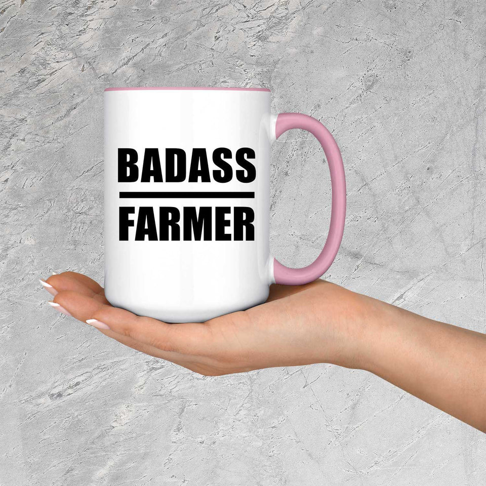 Badass Farmer - 15oz Accent Mug Pink