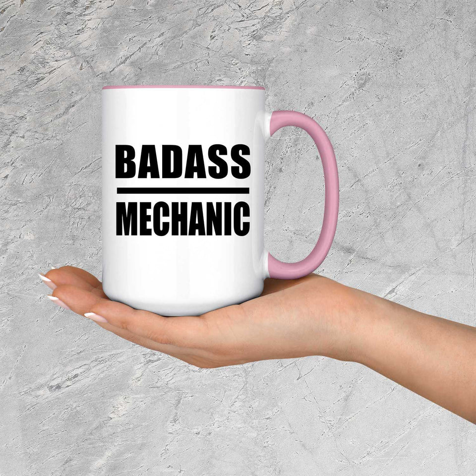 Badass Mechanic - 15oz Accent Mug Pink