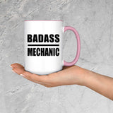 Badass Mechanic - 15oz Accent Mug Pink