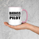 Badass Pilot - 15oz Accent Mug Pink