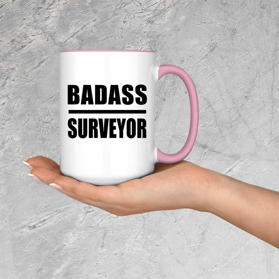 Badass Surveyor - 15oz Accent Mug Pink